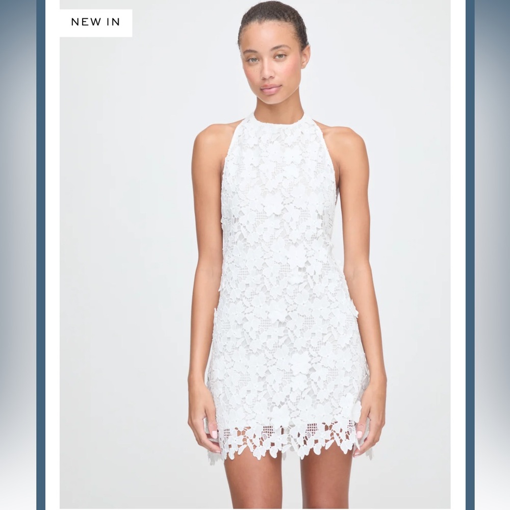 Hill House White Lace Halter Mini Dress